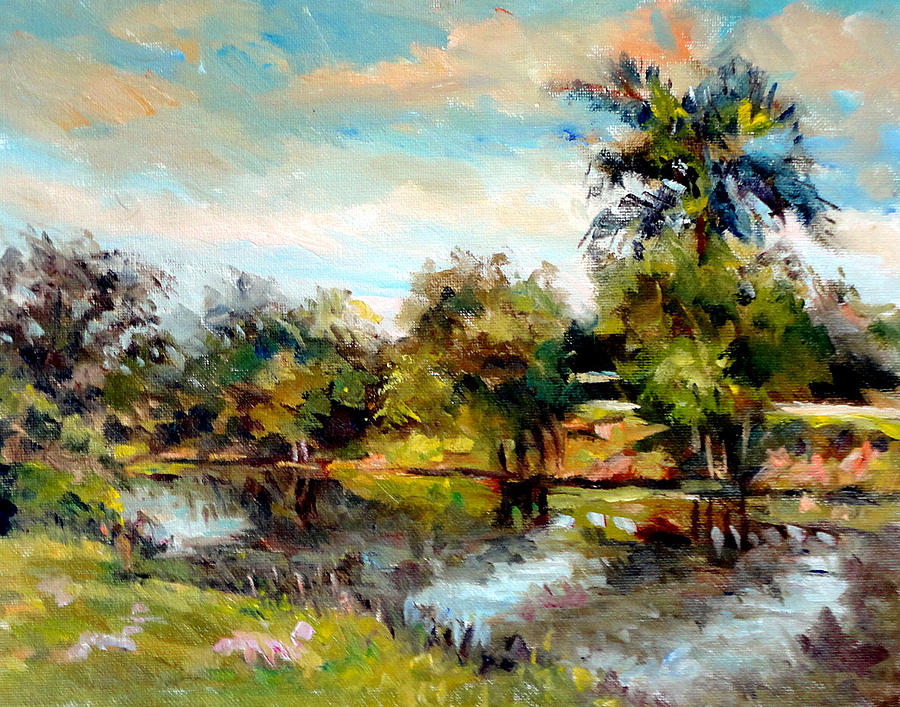 Nature Painting - Along the Canal #1 by Mark Hartung