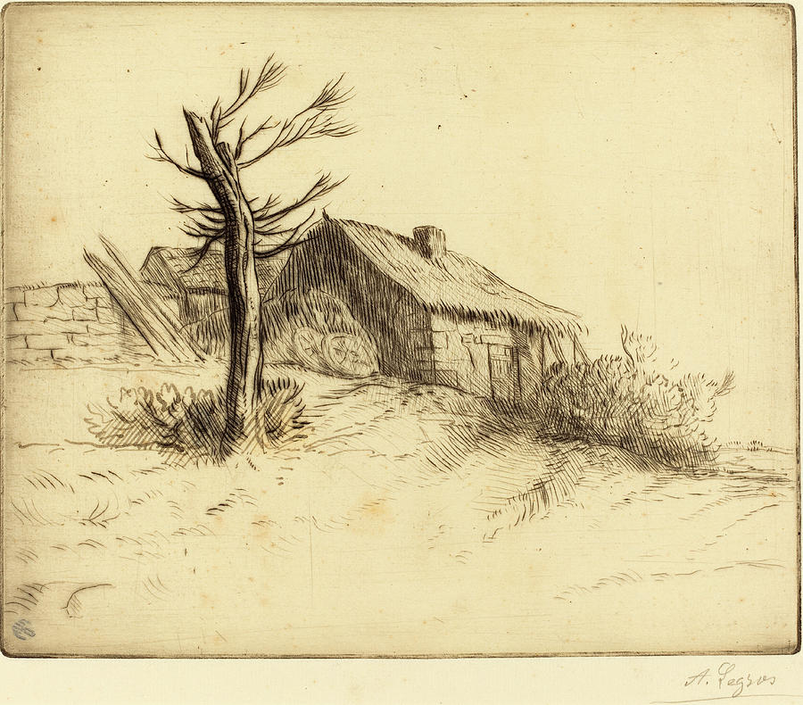 Alphonse Legros Thatched Cottage Chaumiere Drawing By Quint Lox