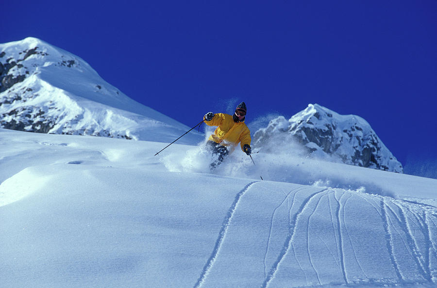Mountain Photograph - Alpine Skiing In Powder #1 by Peter McBride