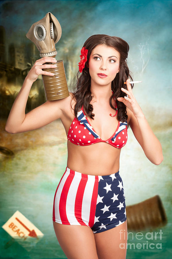 American danger girl. Pinup beauty on toxic beach #1 Photograph by Jorgo Photography
