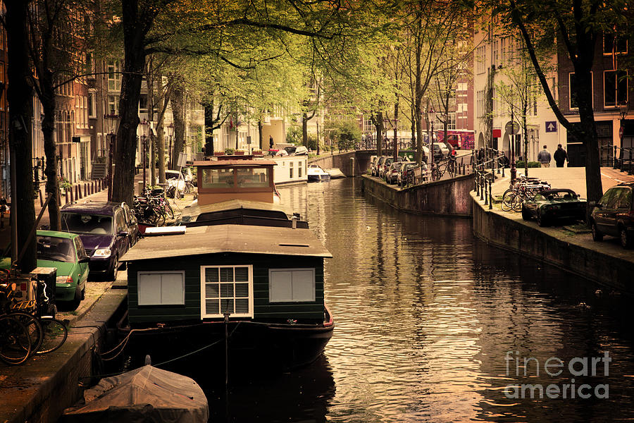 Architecture Photograph - Amsterdam romantic canal #1 by Michal Bednarek