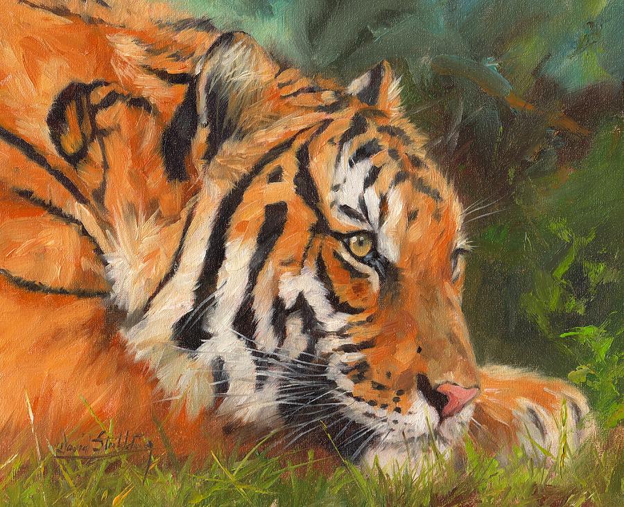 Amur Tiger #3 Painting by David Stribbling