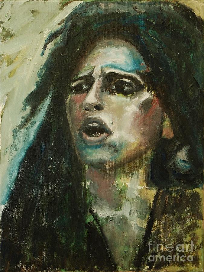 Portrait Painting - Amy Winehouse off stage #1 by Ernst Dingemans