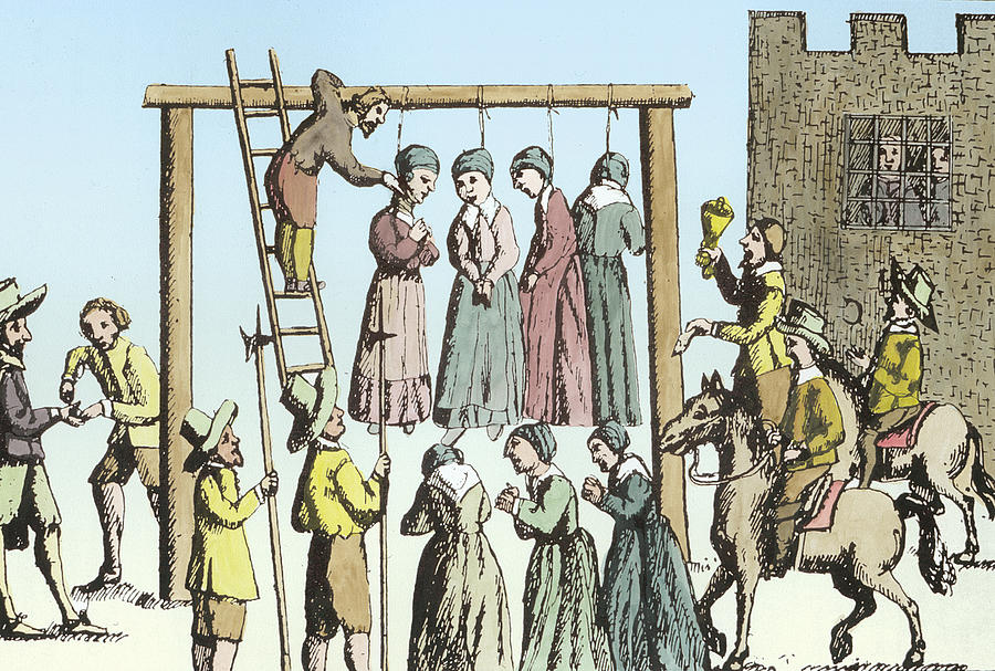 An Execution of Witches in England Painting by English School
