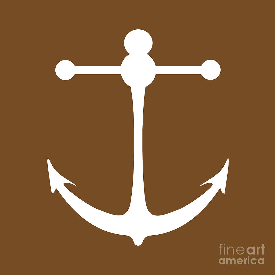 Boat Digital Art - Anchor in Brown and White #1 by Jackie Farnsworth