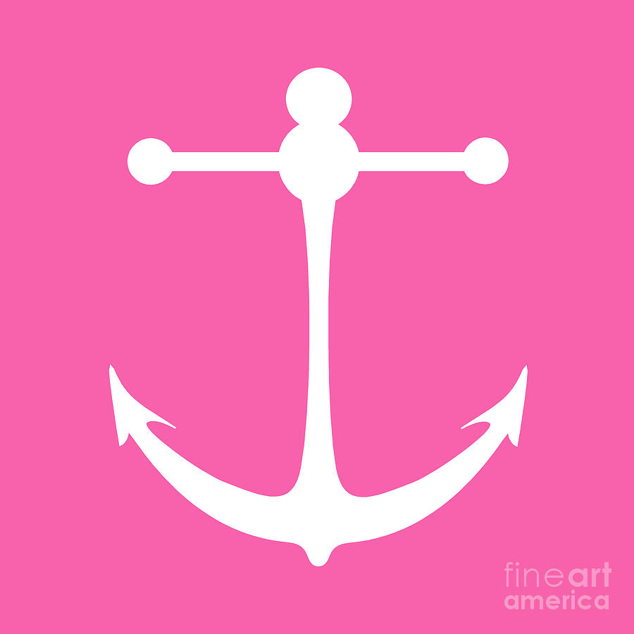Anchor in Pink and White Digital Art by Jackie Farnsworth