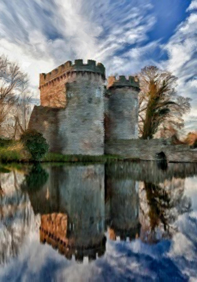 Ancient Whittington Castle In Shropshire England Painting