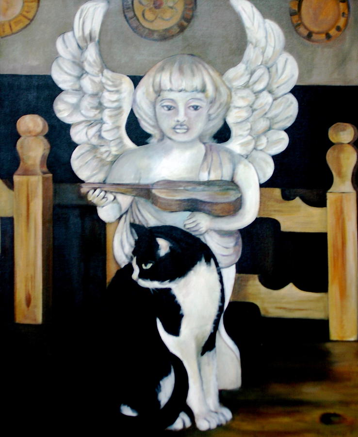 Andy and the Angel #1 Painting by Susan Santiago