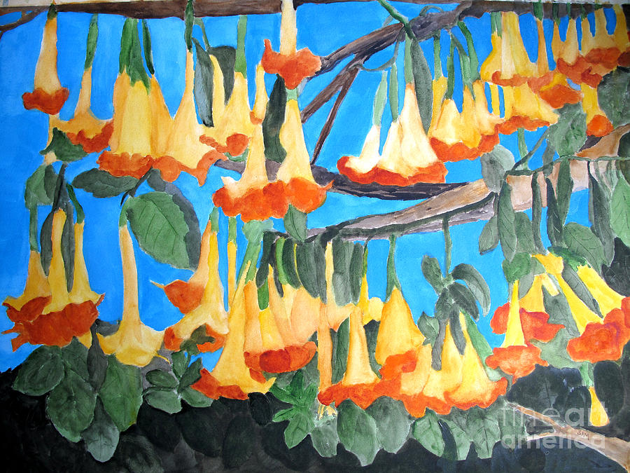 Angel Trumpets #1 Painting by Sandy McIntire