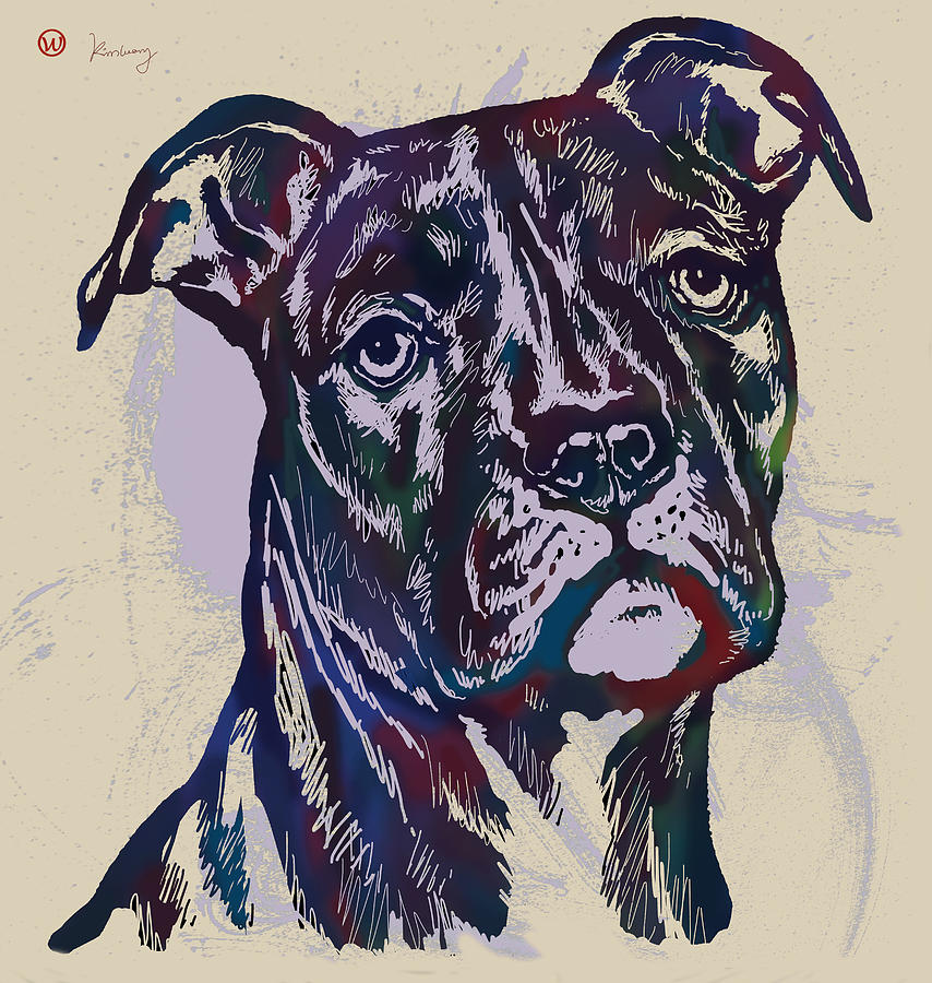 Portrait Drawing - Animal Pop Art Etching Poster - Dog 13 #2 by Kim Wang