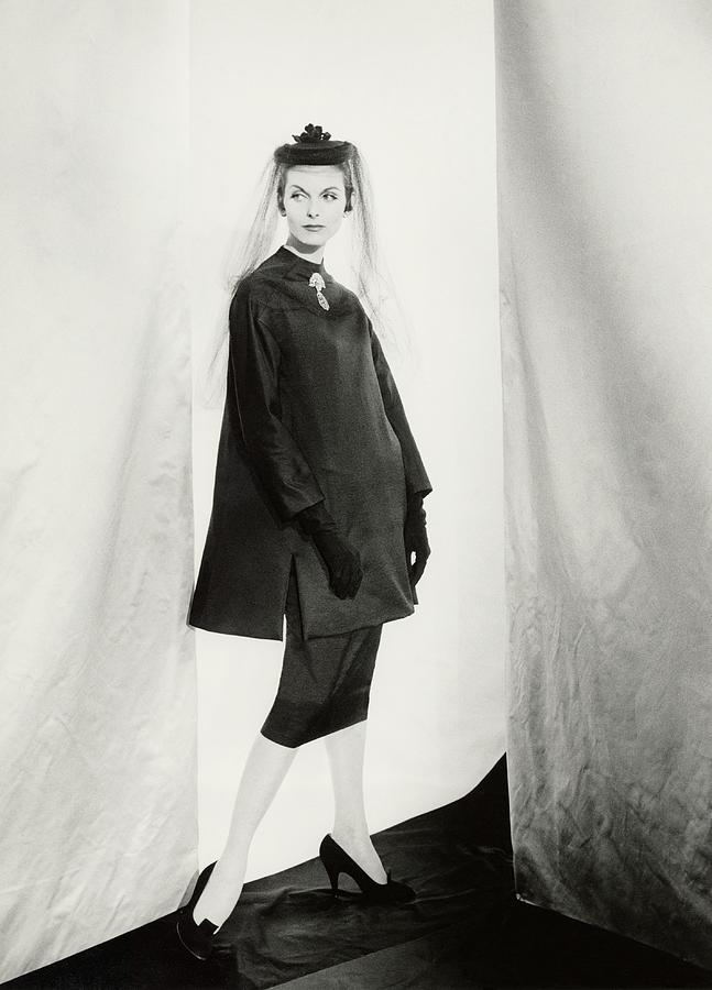 Anne St. Marie Wearing A Dior Coat Photograph by Henry Clarke