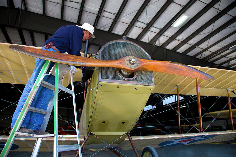 Antique Airplane Maintenance Photograph by Richard Hallman | Fine Art ...