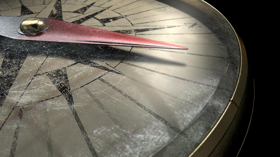 Device Digital Art - Antique Compass Closeup #1 by Allan Swart