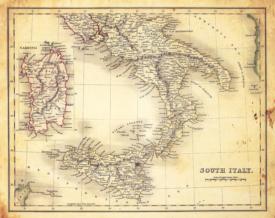 Antique Map of Italy 1800s Photograph by Roberto Adrian | Pixels