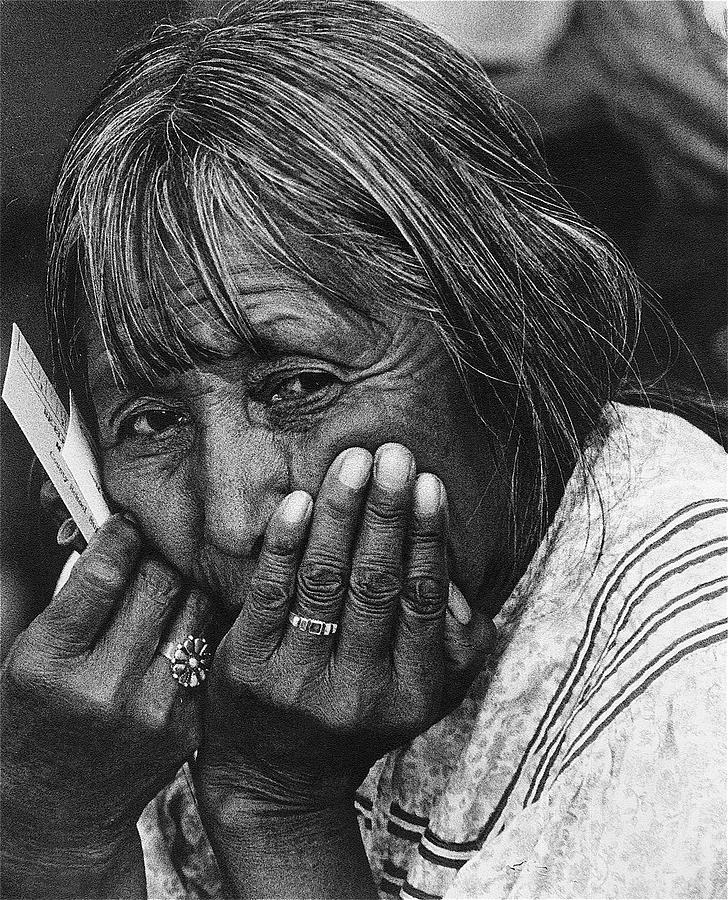 Apache Elder Watching Labor Day Rodeo White River Arizona 1968 #1 Photograph by David Lee Guss