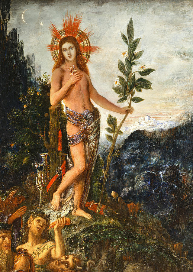 Apollo Receiving the Shepherds Offerings Painting by Gustave Moreau