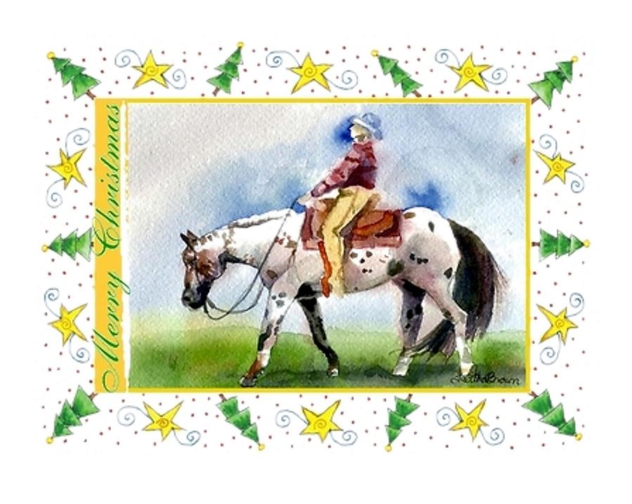 Appaloosa Horse Blank Christmas Card #1 Painting by Olde Time  Mercantile