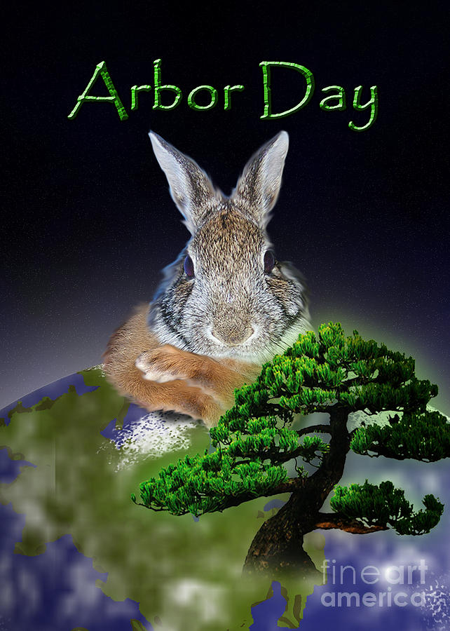 Nature Photograph - Arbor Day Bunny Rabbit #1 by Jeanette K