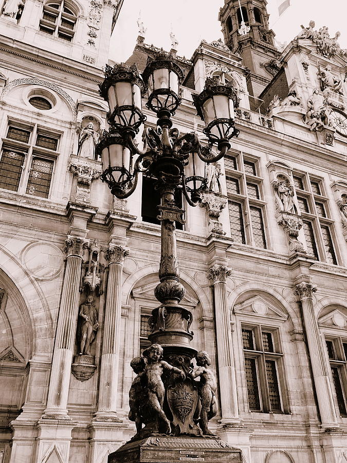 Ornate Lamp Post Around The Hotel De Ville In Paris France Photograph by Rick Rosenshein