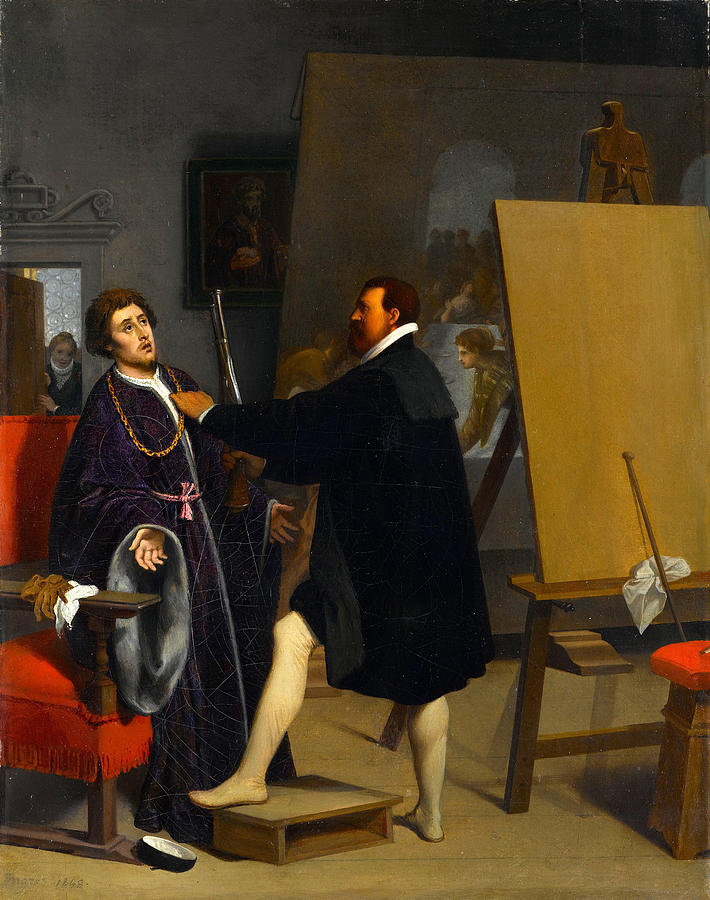Aretino in the Studio of Tintoretto #5 Painting by Jean-Auguste-Dominique Ingres