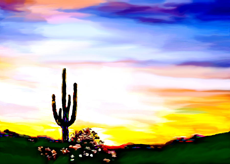 Flower Painting - Arizona Saguaro Tonto National Monument by Bob and Nadine Johnston