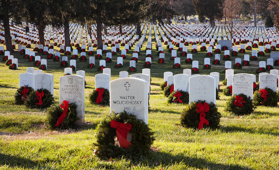 Christmas Photograph - Arlington Cemetery Wreaths #1 by Jack Nevitt
