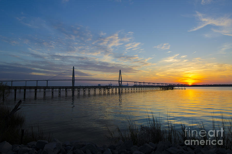 Sunset over the Charleston Waters Photograph by Dale Powell