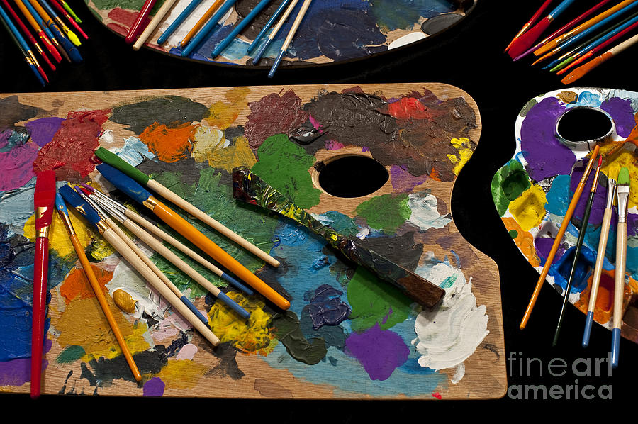 Artist Palette With Brushes #1 Photograph by Jim Corwin