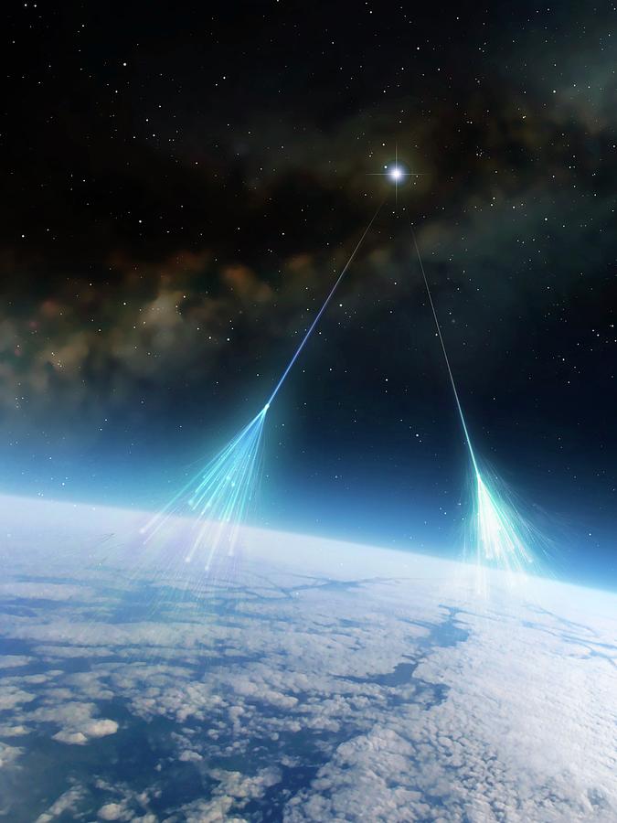 Artwork Of Cosmic Rays Photograph by Mark Garlick/science Photo Library ...