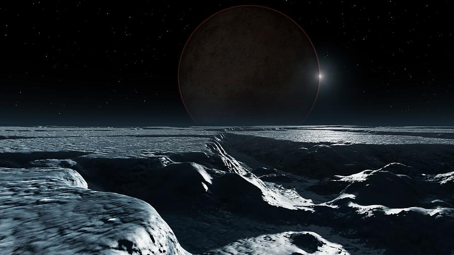 Artwork Of Pluto Seen From Charon Photograph By Mark Garlick - Fine Art 