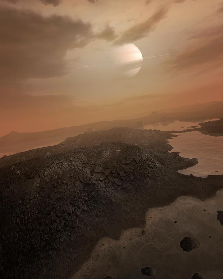 Artwork Of Seas On Titan #1 Photograph by Mark Garlick/science Photo Library