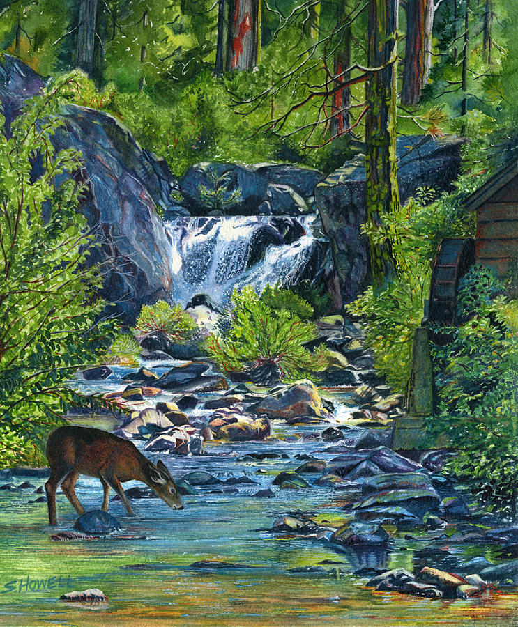 Deer Painting - As the Deer Panteth by Sandi Howell