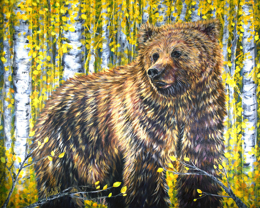 Aspen Bear Painting by Teshia Art