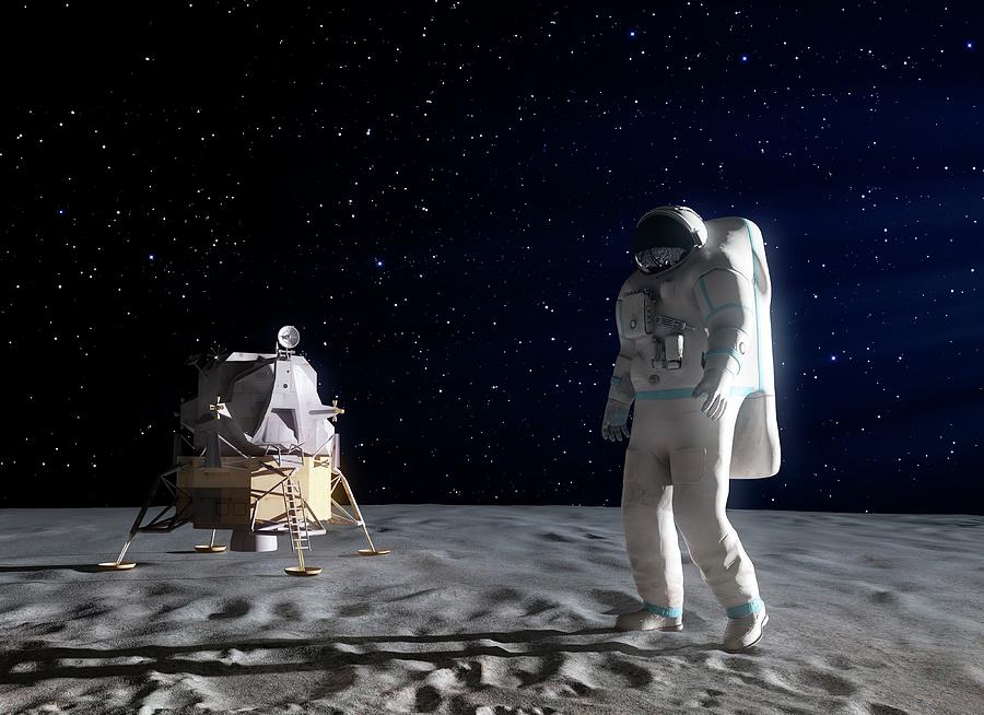 Space Photograph - Astronaut On The Moon #1 by Andrzej Wojcicki