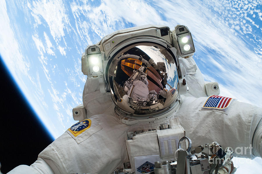Astronaut Selfie During Spacewalk by NASA Photograph by Celestial Images