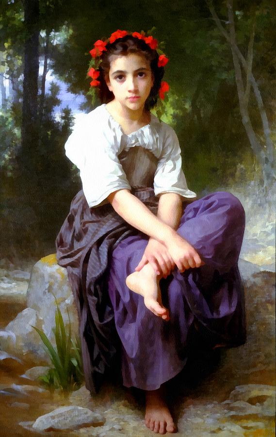 At The Edge of The Rock #1 Digital Art by William Bouguereau