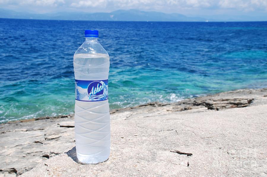 Greek Photograph - Athos water bottle Paxos by David Fowler