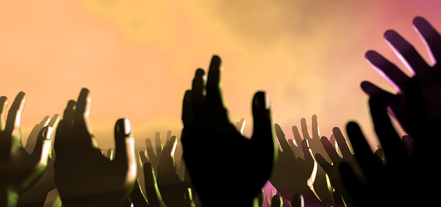 Music Digital Art - Audience Hands And Lights At Concert #1 by Allan Swart