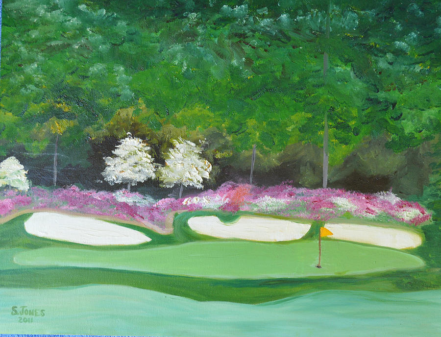 Augusta National Amen Corner Hole 12 Painting By Sally Jones