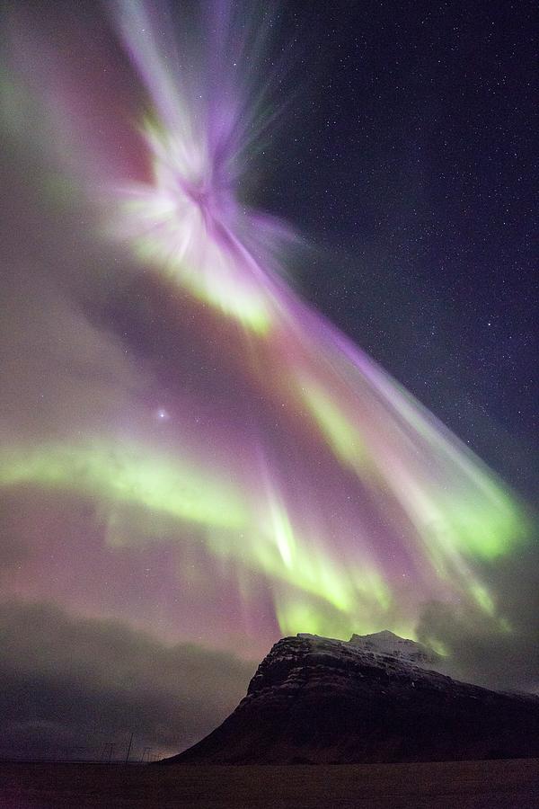 Aurora Photograph - Aurora Above Mountain #1 by Dr Juerg Alean