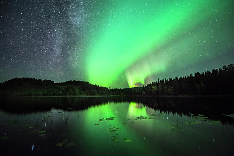 Aurora Borealis And The Milky Way #1 Photograph by Tommy Eliassen/science Photo Library