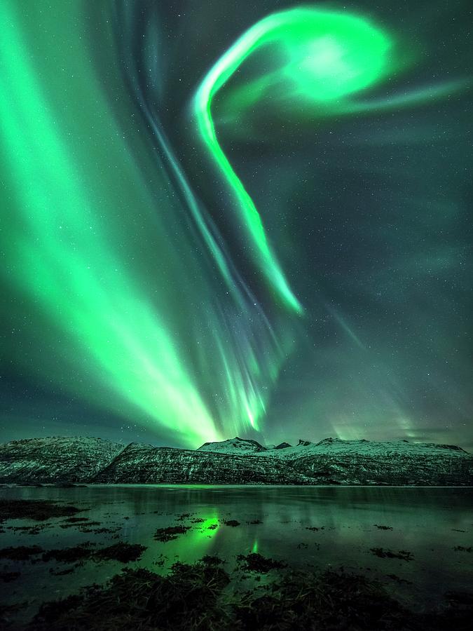 Aurora Borealis Over Mountains #1 Photograph by Tommy Eliassen/science Photo Library