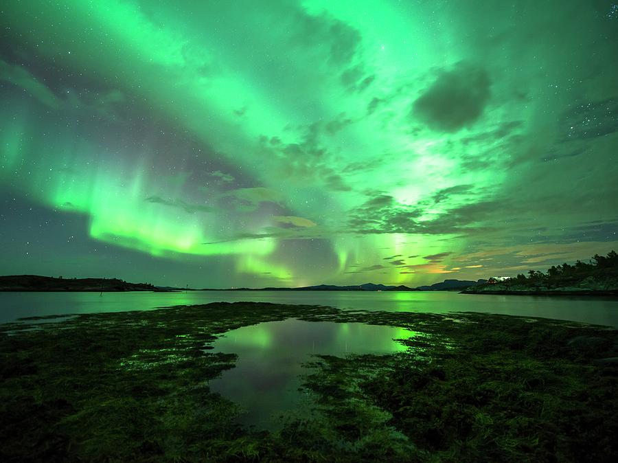 Aurora Borealis Over Water #1 Photograph by Tommy Eliassen/science Photo Library