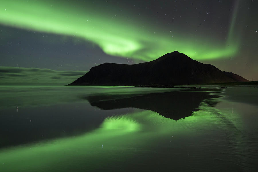 Aurora, Flakstadoya, Norway, Scandinavia #1 Photograph by David Clapp