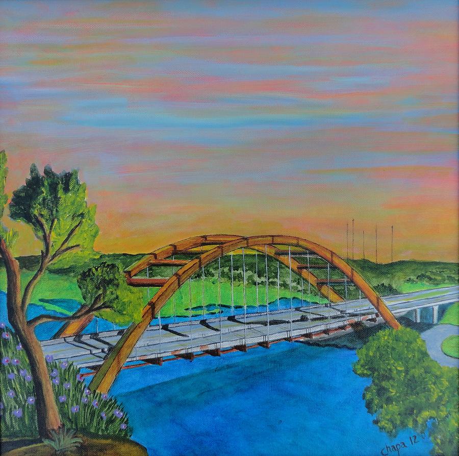 Austin 360 Bridge Austin Texas Painting by Manny Chapa