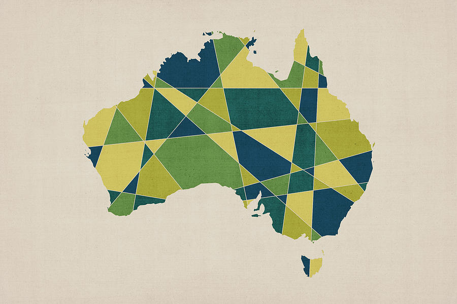 Australia Map Digital Art - Australia Geometric Retro Map #1 by Michael Tompsett