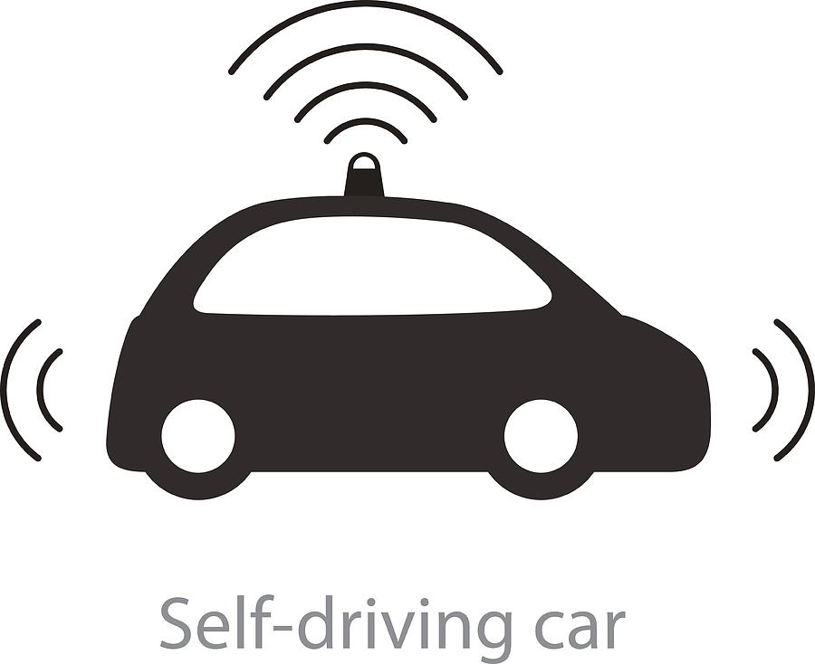 Autonomous self-driving car, side view with radar flat icon #1 Drawing by Hakule