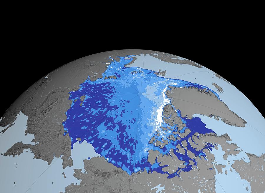 Autumn Arctic Sea Ice Thickness Photograph by Nasa/gsfc-svs/science ...