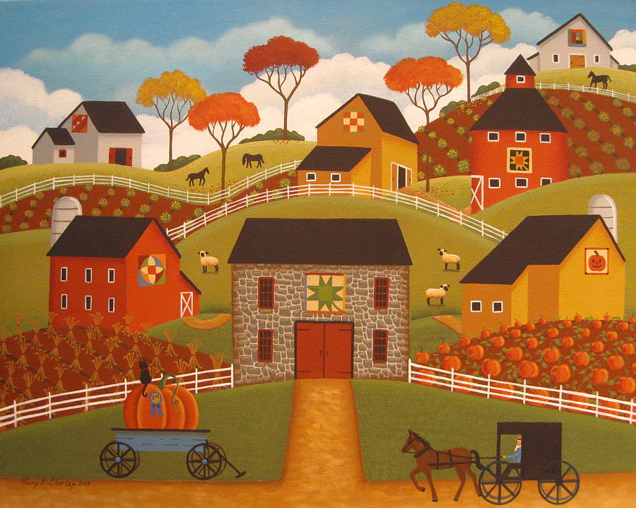 Autumn Barn Quilts Painting by Mary Charles - Fine Art America