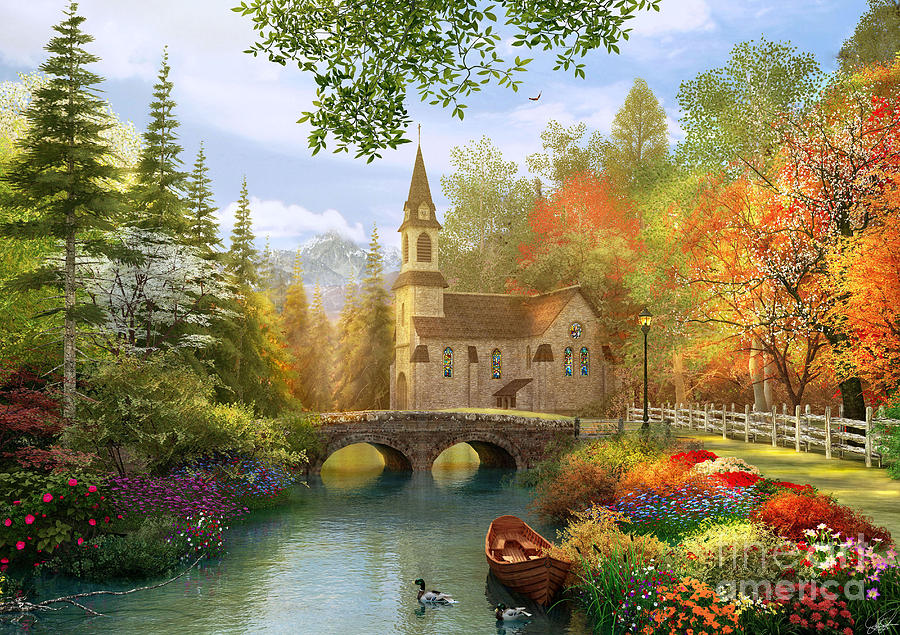 Autumn Church #1 Digital Art by Dominic Davison